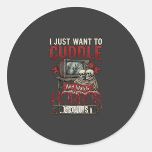 Cuddle Horror Movies Halloween Skulls Retro Tv Mon Classic Round Sticker