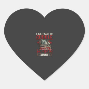 Cuddle Horror Movies Halloween Skulls Retro Tv Mon Heart Sticker