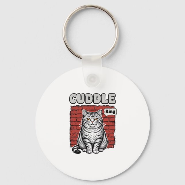 Cuddle King Vintage Cat Shirt Design_1 Keychain (Front)