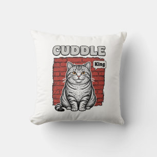 Cuddle King Vintage Cat Shirt Design_1 Throw Pillow