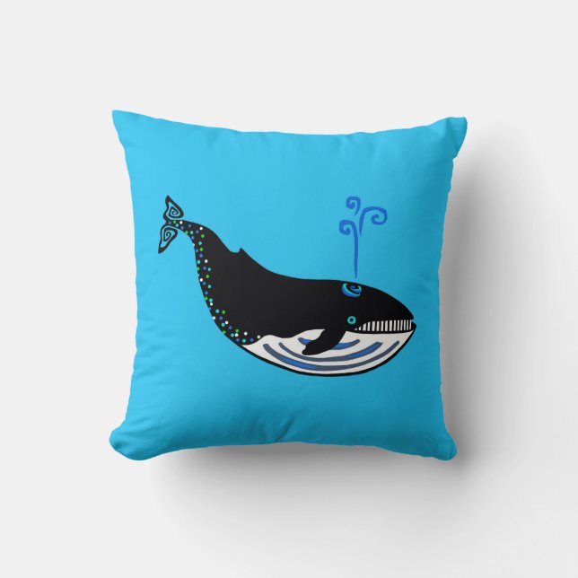 Cuddle me! Blue WHALE - Animal lover - Nature -  Throw Pillow (Front)
