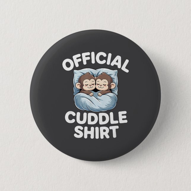 Cuddle Shirt Cute Sleepy Monkey Couple  2 Inch Round Button (Front)