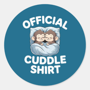 Cuddle Shirt Cute Sleepy Monkey Couple  Classic Round Sticker