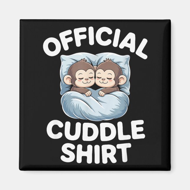 Cuddle Shirt Cute Sleepy Monkey Couple  Magnet (Front)