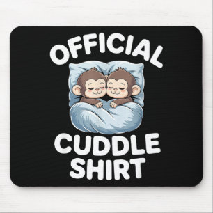 Cuddle Shirt Cute Sleepy Monkey Couple Mouse Pad