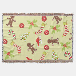 Cuddle Up Gingerbread Man Christmas Throw Blanket