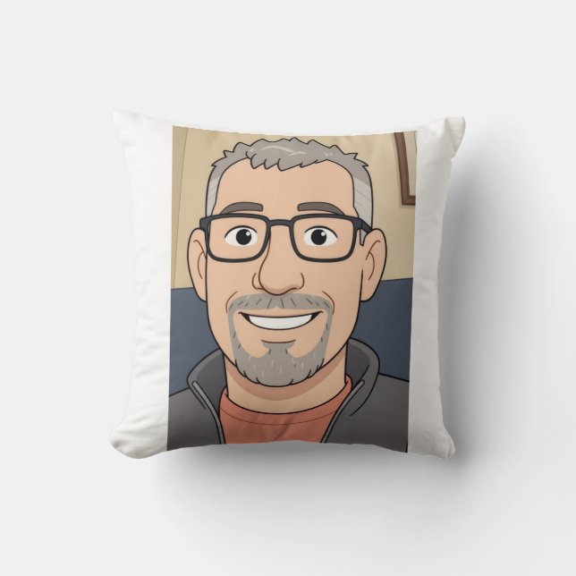Cuddle up to Old Man Phil with this pillow (Front)