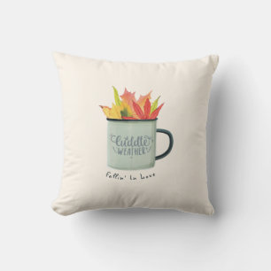 Cuddle Weather Watercolor Fall Leaves Autumn Throw Pillow