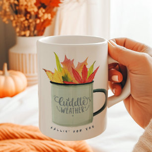 Cuddle Weather Watercolor Fall Personalized Two-Tone Coffee Mug