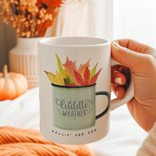 Cuddle Weather Watercolor Fall Personalized Two-Tone Coffee Mug (Cuddle Weather Watercolor Fall Personalized Coffee Mug)
