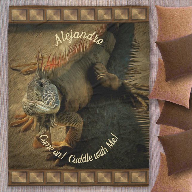 Cuddle with Pedro the Iguana 0768  Fleece Blanket (Creator Uploaded)