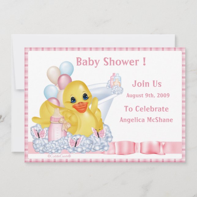 CuddleCreek® BathTimeDuck Shower Invitation (Front)
