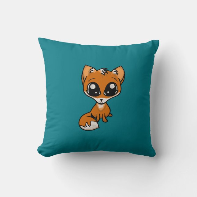 Cuddles Pls! Fox Throw Pillow (Front)