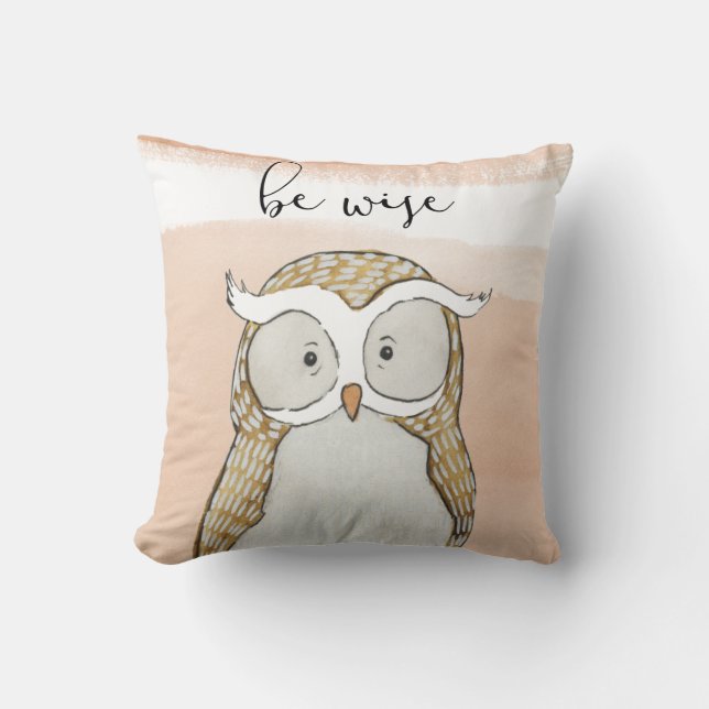 Cuddlies Owl | Be Wise Throw Pillow (Front)