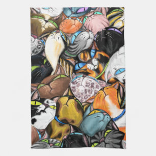 Cuddling Cats Hugs Funny Kitchen Towel