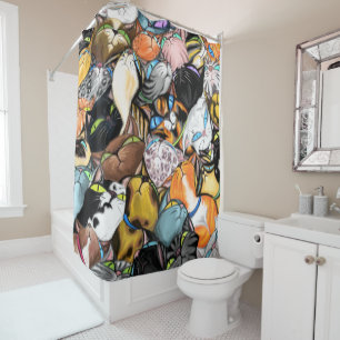 Cuddling Cats Hugs Funny Shower Curtain