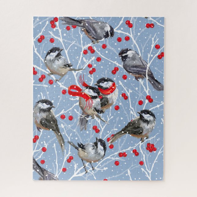 Cuddling Chickadees Jigsaw Puzzle (Vertical)