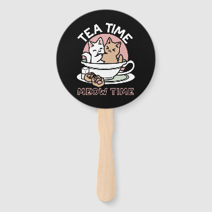 Cuddling Kitties in a Cup - Adorable Tea Time Hand Fan