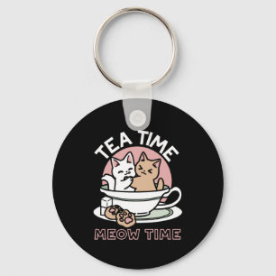 Cuddling Kitties in a Cup - Adorable Tea Time Keychain