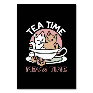 Cuddling Kitties in a Cup - Adorable Tea Time Table Number