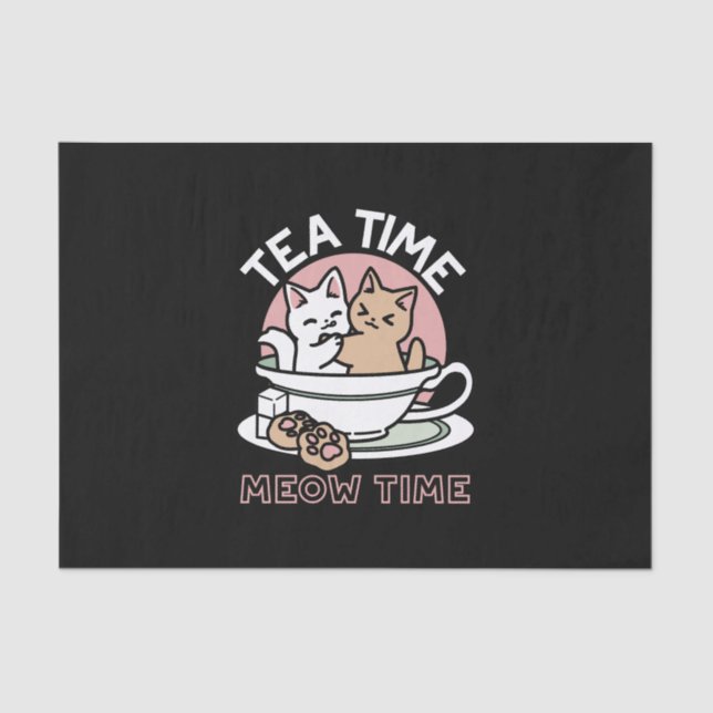 Cuddling Kitties in a Cup - Adorable Tea Time Tissue Paper (Front)