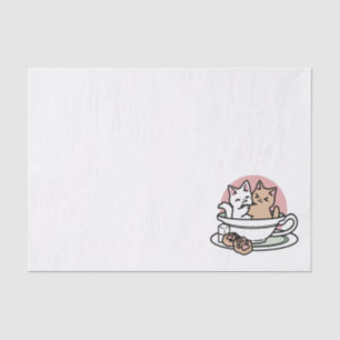 Cuddling Kitties in a Cup - Adorable Tea Time Tissue Paper