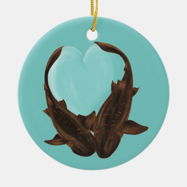 Cuddling Nurse Sharks Ceramic Ornament (Front)