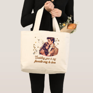 Cuddling You Large Tote Bag