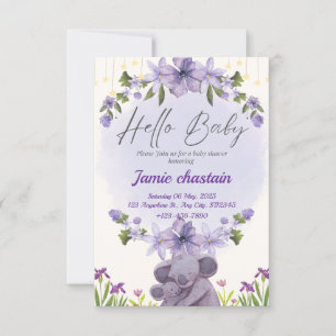 cuddly animal Baby shower card invitation