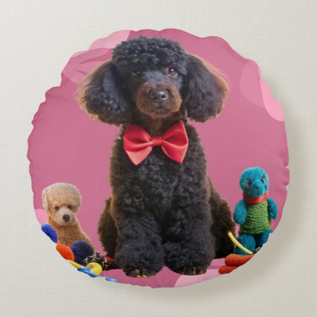   Cuddly Black Poodle Plush Throw Pillow Cover (Front)