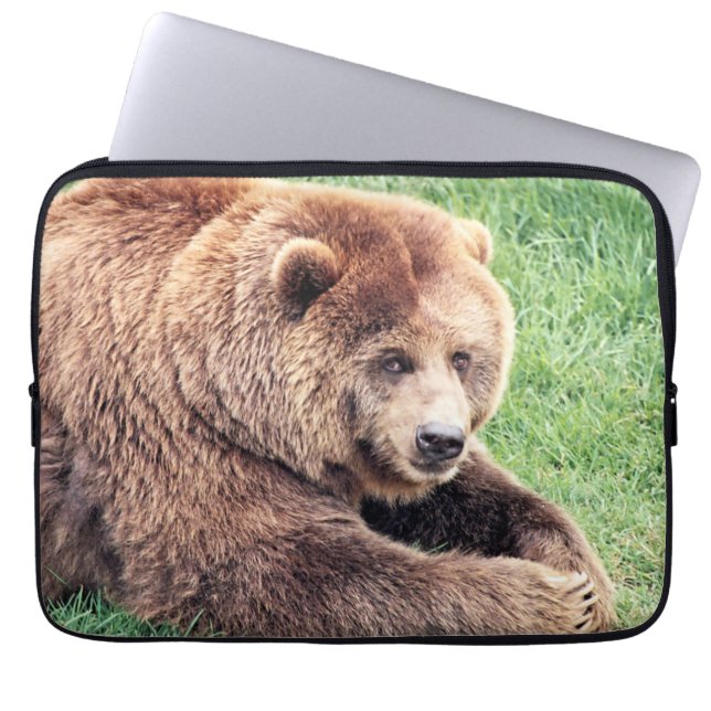 Cuddly Brown Bear Photograph Laptop Sleeve (Front)