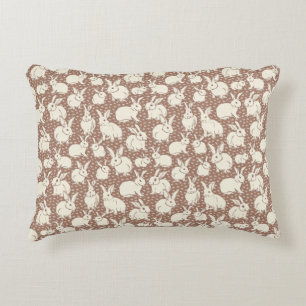 Cuddly Bunny Rabbits Bonanza - Mocha Mousse. Accent Pillow