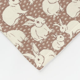 Cuddly Bunny Rabbits Bonanza - Mocha Mousse.   Fleece Blanket