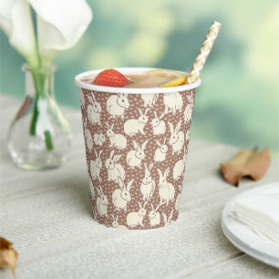 Cuddly Bunny Rabbits Bonanza - Mocha Mousse. Paper Cups
