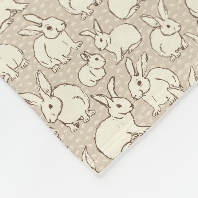 Cuddly Bunny Rabbits Bonanza - pattern.   Fleece Blanket (Corner)