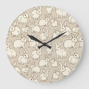 Cuddly Bunny Rabbits Bonanza - pattern.    Large Clock
