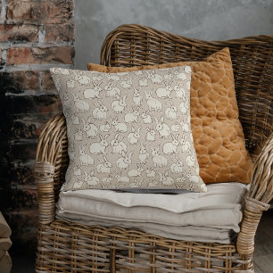 Cuddly Bunny Rabbits Bonanza - pattern.   Throw Pillow