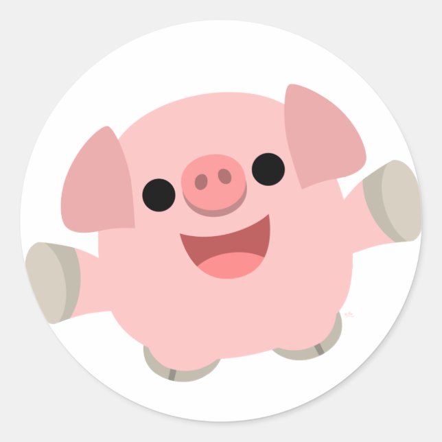 Cuddly Cartoon Pig Sticker (Front)