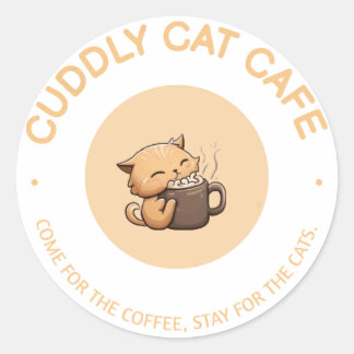 Cuddly cat cafe classic round sticker