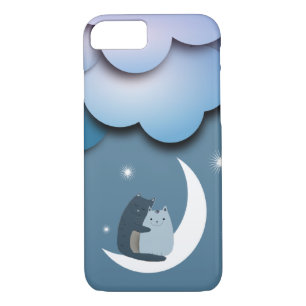 Cuddly Cats on the Moon Case-Mate iPhone Case
