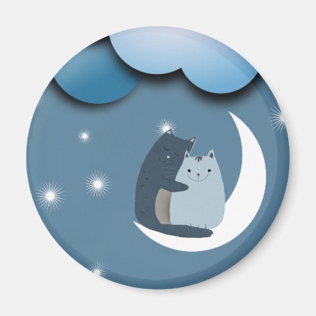 Cuddly Cats on the Moon Magnet (Front)