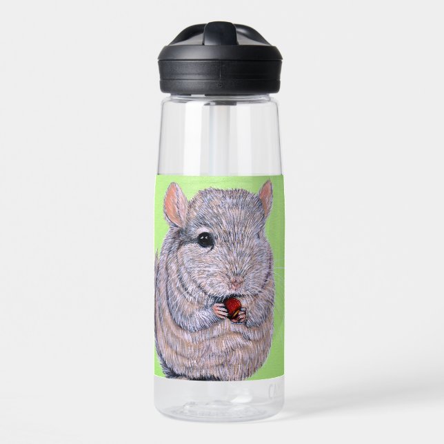 Cuddly Chinchilla painting Water Bottle (Front)