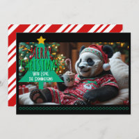 Cuddly Christmas Panda in Pyjamas Personalized
