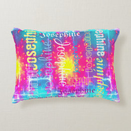 Cuddly Colourful Tie Dye Boho Fade Personalize Nam Accent Pillow