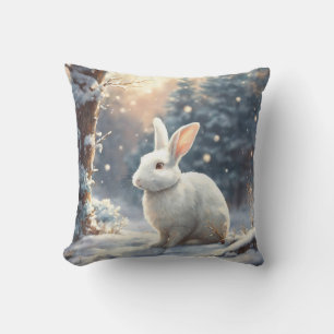 "Cuddly Companions: Bunny Bliss Plush Pillow" Throw Pillow
