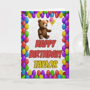 Cuddly Cute Teddy Bear Greeting Happy Birthday Card