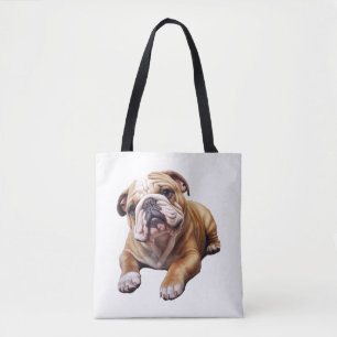 Cuddly English Bulldog Cub - Sweet Wrinkled Puppy Tote Bag