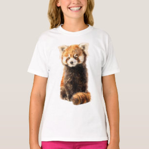 Cuddly Fluffy Red Panda Illustration Kids T-Shirt