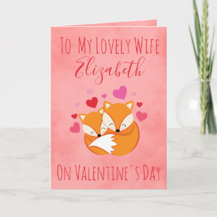 Cuddly Foxes Valentine's Day for Wife Holiday Card