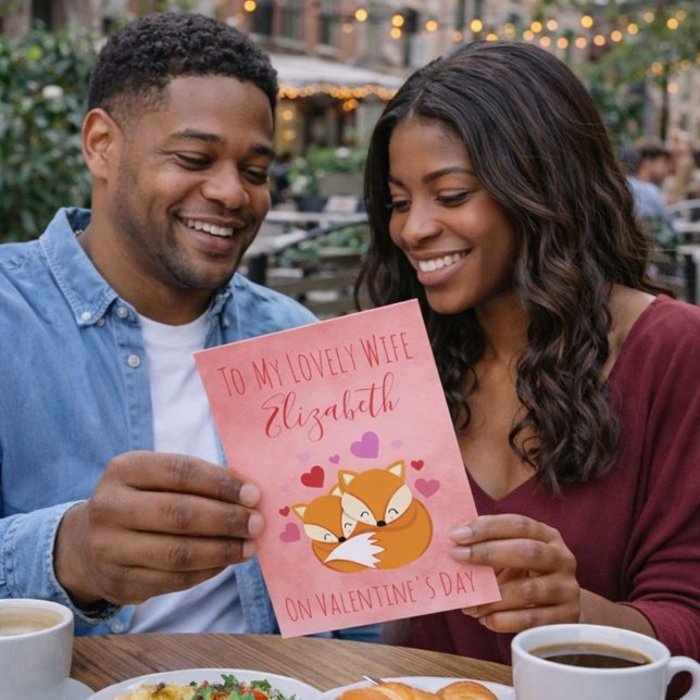 Cuddly Foxes Valentine's Day for Wife Holiday Card (Creator Uploaded)